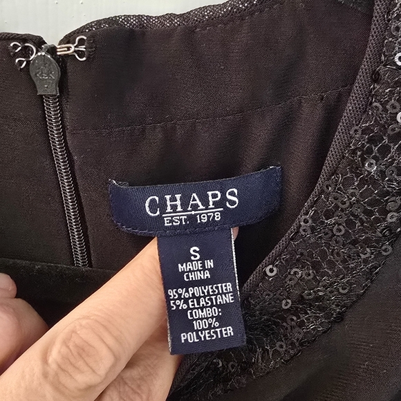 Chaps Black Sleeveless Dress With Sequin Detail, Size S (1105) - Picture 6 of 9